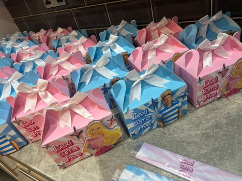 Personalised Barbie & Ken Party Bundle | Barbie Birthday Party Bags | Custom Party Favours | Includes Party Box, Crisps, Chocolate, Drink & Colouring Pack
