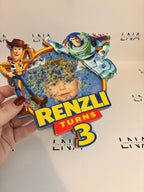 Personalised Toy Story Shaker Cake Topper | Custom Photo Birthday Cake Topper | Any Age Toy Story Party Decoration | Woody & Buzz Birthday Topper
