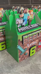 Personalised Minecraft Party Box | Minecraft Birthday Favour Box | Custom Gamer Party Treat Box | Minecraft Party Decorations | Personalised Birthday Box