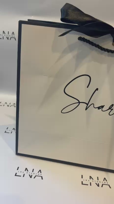 Personalised Name Gift Bag with Satin Bow | Luxury Custom Gift Bag | Bridesmaid Gift Bag | Birthday Gift Bag | Wedding Gift Bag | Personalised Keepsake Gift Bag