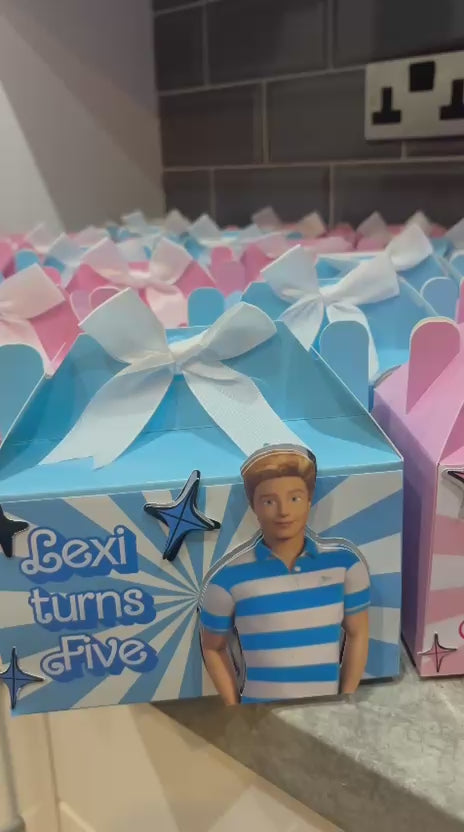 Personalised Barbie & Ken Party Bundle | Barbie Birthday Party Bags | Custom Party Favours | Includes Party Box, Crisps, Chocolate, Drink & Colouring Pack